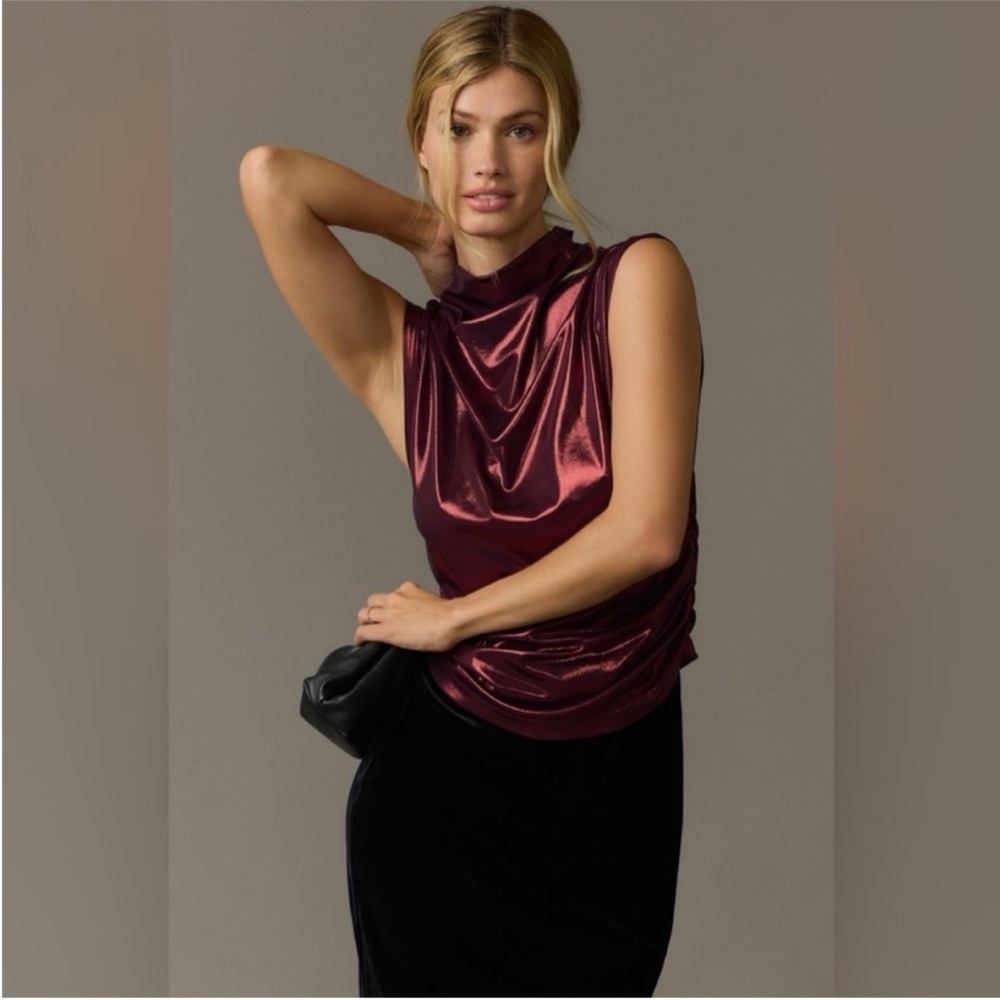 Anthropologie Maeve Shimmering Plum Top